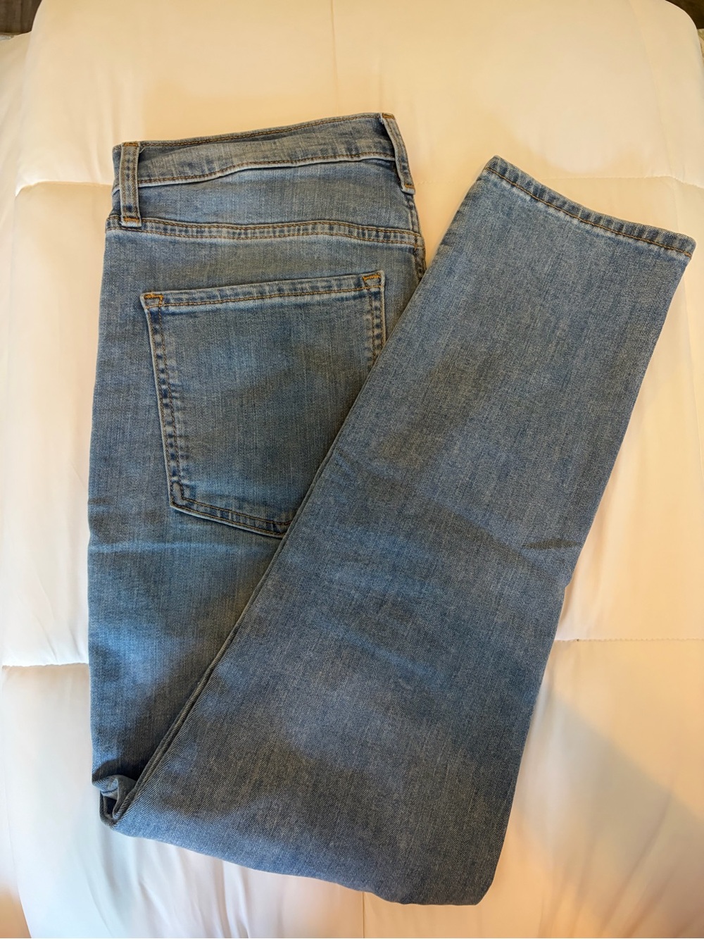 Banana Republic Factory High Rise Medium Wash Straight Leg Jeans